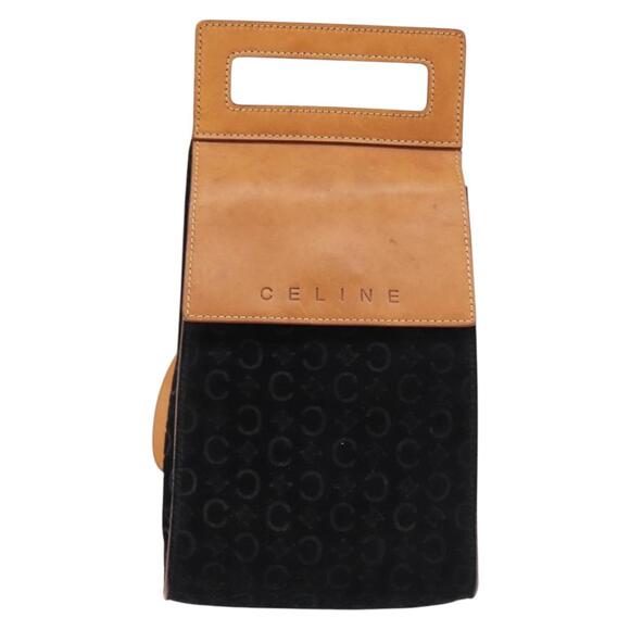 CELINE C Macadam Canvas Shoulder Bag Suede Black Silver - Picture 2 of 12